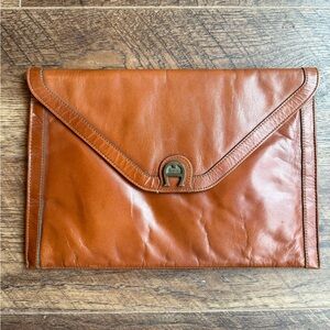 Vintage Handmade Brown Leather Clutch